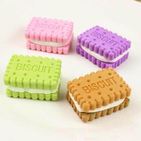 4Pcs Cute Creative Novelty Stationery Colorful Biscuit Eraser Student Teaching Office Stationery in Saudi Arabia