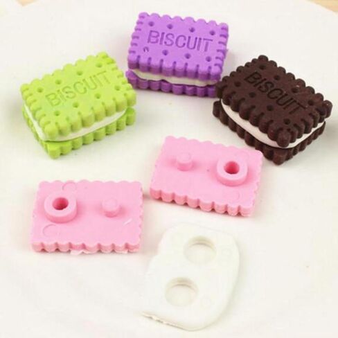 4Pcs Cute Creative Novelty Stationery Colorful Biscuit Eraser Student Teaching Office Stationery in Saudi Arabia