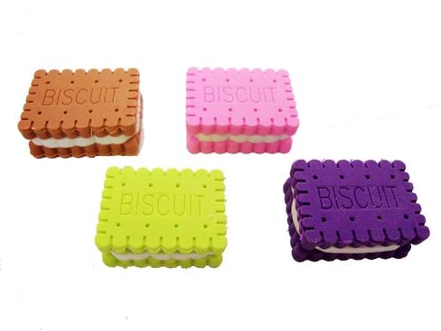 4Pcs Cute Creative Novelty Stationery Colorful Biscuit Eraser Student Teaching Office Stationery in Saudi Arabia