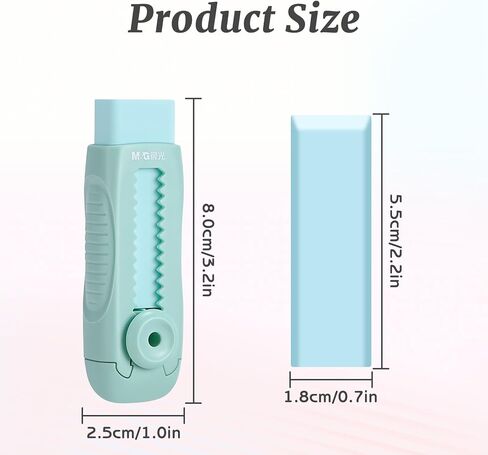 M&G 4Pcs Sliding Retractable Pencil Erasers, Cute Pastel Colored Soft Rubber Stick Mechanical Eraser, Push-Pull Large White Erasers for Art Drawing Kids School Stationery Supplies in Saudi Arabia