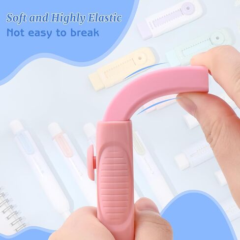 M&G 4Pcs Sliding Retractable Pencil Erasers, Cute Pastel Colored Soft Rubber Stick Mechanical Eraser, Push-Pull Large White Erasers for Art Drawing Kids School Stationery Supplies in Saudi Arabia