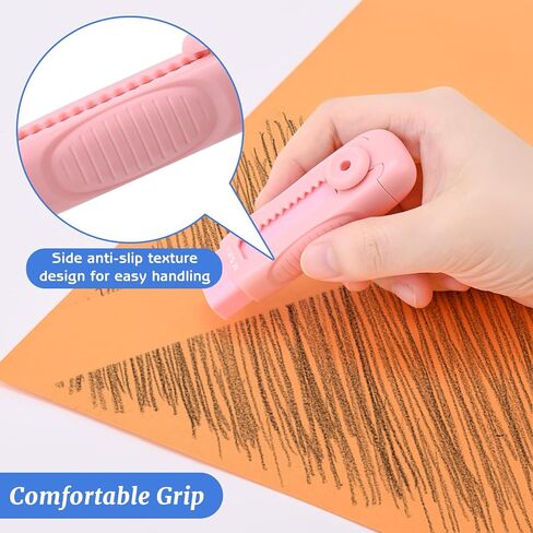 M&G 4Pcs Sliding Retractable Pencil Erasers, Cute Pastel Colored Soft Rubber Stick Mechanical Eraser, Push-Pull Large White Erasers for Art Drawing Kids School Stationery Supplies in Saudi Arabia