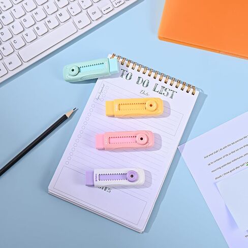 M&G 4Pcs Sliding Retractable Pencil Erasers, Cute Pastel Colored Soft Rubber Stick Mechanical Eraser, Push-Pull Large White Erasers for Art Drawing Kids School Stationery Supplies in Saudi Arabia