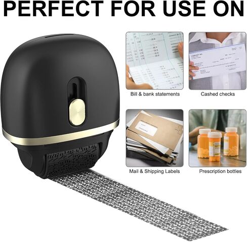 Lomil Identity Protection Roller Stamps 2 Pack - Confidential Roller Stamp with 4 Refills - Wide Identity Theft Protection Stamp for ID Blockout, Privacy & Security(Black) in Saudi Arabia