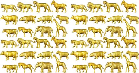 Deekin 24 Pcs Gold Plastic Animal Figurines Toys Zoo Safari Animals Figures Safari Figurines Decor Mini Jungle Cake Toppers for Themed Birthday Party in Saudi Arabia