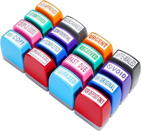 Paid, Approved, Copy, Scanned, Entered, Confidential, Completed, Return to Sender Stamp, Self Inking Office Stamps Set, Business Stamps for Invoices & Documents, 8Pcs Red Ink in Saudi Arabia