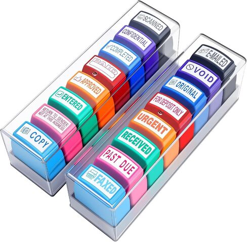 Paid, Approved, Copy, Scanned, Entered, Confidential, Completed, Return to Sender Stamp, Self Inking Office Stamps Set, Business Stamps for Invoices & Documents, 8Pcs Red Ink in Saudi Arabia