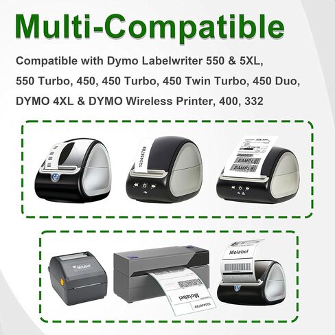 ملصقات عناوين قياسية حرارية بيضاء - 10 بكرات (مع شريحة RFID) لـ Dymo 30251 (1-1/8 بوصة × 3-1/2 بوصة) متوافقة مع طابعات Dymo LabelWriter 550 - 130 ملصقًا لكل لفة. in Saudi Arabia
