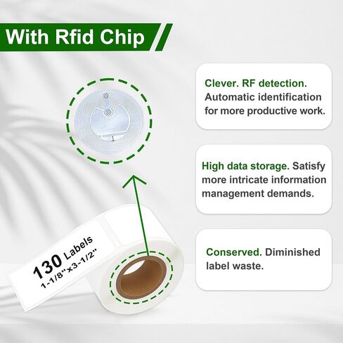 ملصقات عناوين قياسية حرارية بيضاء - 10 بكرات (مع شريحة RFID) لـ Dymo 30251 (1-1/8 بوصة × 3-1/2 بوصة) متوافقة مع طابعات Dymo LabelWriter 550 - 130 ملصقًا لكل لفة. in Saudi Arabia