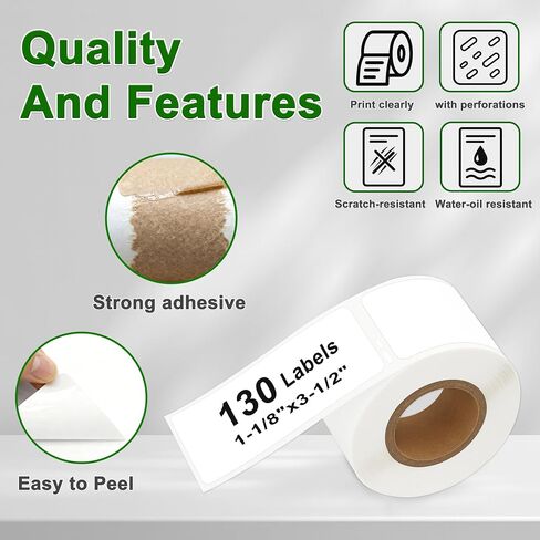 ملصقات عناوين قياسية حرارية بيضاء - 10 بكرات (مع شريحة RFID) لـ Dymo 30251 (1-1/8 بوصة × 3-1/2 بوصة) متوافقة مع طابعات Dymo LabelWriter 550 - 130 ملصقًا لكل لفة. in Saudi Arabia