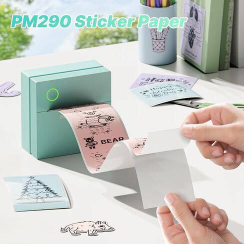 ملصقات طابعة حرارية أصلية ذاتية اللصق، ورق ملصقات مقاس 54 مم × 3.2 م، متوافق مع طابعة الملصقات الصغيرة PM290، ورق ملصقات حراري للمجلة والدراسة والصور، 3 لفات، أبيض in Kuwait