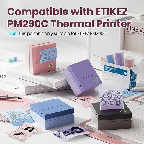 ملصقات طابعة حرارية أصلية ذاتية اللصق، متوافقة مع طابعة الملصقات الصغيرة PM290C، أسود على أبيض، ورق ملصقات مقاس 54 مم × 3.2 م للمجلة والدراسة والصور والملاحظات، 3 لفات، أبيض in Kuwait