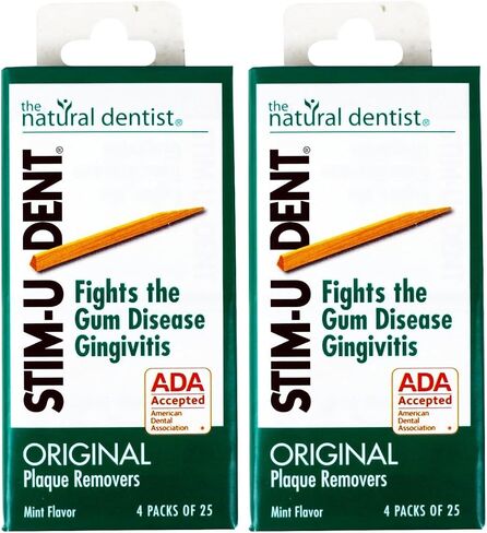 Stim-U-Dent Plaque Removers, Mint Flavor, 4 Packs of 25 (100 Picks) in Kuwait