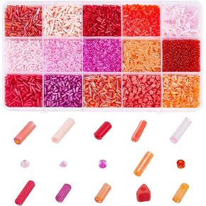 3000 Pcs 10 Colors Glass Bugle Beads, Mixed Color Screwy Bugle Beads Long Tube Seed Bead Loose Spacer Bead Transparent Beads Blue Clear Bead for DIY Crafting Jewelry Making in Kuwait