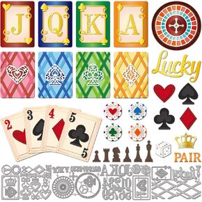 GLOBLELAND Poker Chess and Dice Metal Cutting Dies Die Cuts for DIY Scrapbooking Easter Birthday Wedding Cards Making Album Envelope Decoration,Matte Platinum in Kuwait