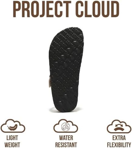 Project Cloud صنادل ثونغ من الجلد الطبيعي 100% أحذية نسائية - صنادل نسائية بنعل ميموري فوم - شباشب نسائية غير قابلة للانزلاق - صنادل خفيفة الوزن للنساء 2026 in Saudi Arabia