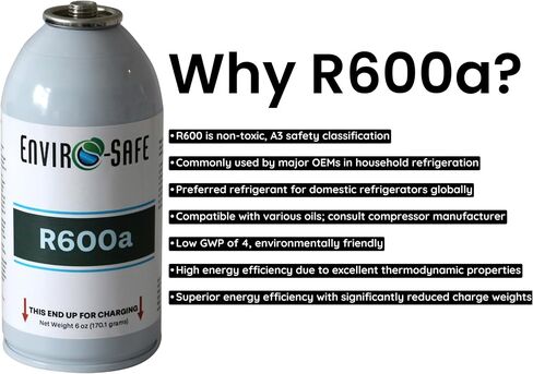 ENVIRO-SAFE R600a Refrigerant | 1 Pack | 6 oz/170g Can | Piercing Style Can for HVAC Use (Include Charging Gauge and Bullet Piercing Valve) in Saudi Arabia