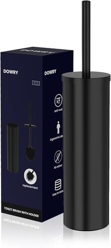 فرشاة وحامل وعاء المرحاض القائم بذاته من الفولاذ المقاوم للصدأ من داوري مع مقبض طويل لتنظيم تخزين الحمام، فرشاة تنظيف وعاء المرحاض قوية التنظيف العميق، نيكل SS304-3 in Kuwait