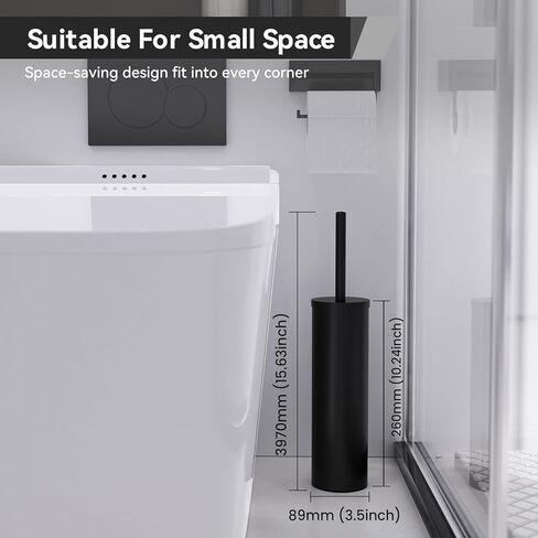 فرشاة وحامل وعاء المرحاض القائم بذاته من الفولاذ المقاوم للصدأ من داوري مع مقبض طويل لتنظيم تخزين الحمام، فرشاة تنظيف وعاء المرحاض قوية التنظيف العميق، نيكل SS304-3 in Kuwait