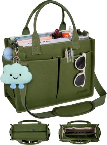 BESBESME Canvas Tote Bag for Women with Zipper & Compartments– Large Work & College Laptop Tote Crossbody Shoulder Bag in Saudi Arabia