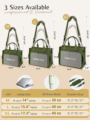 BESBESME Canvas Tote Bag for Women with Zipper & Compartments– Large Work & College Laptop Tote Crossbody Shoulder Bag in Saudi Arabia
