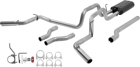 Flowmaster 17438 American Thunder Cat-Back Exhaust Kit Dual 2.5 Inch Aluminized Steel Tailpipes 3 Inch Polished 304 Stainless Steel Tips Compatible with 2003-2008 Dodge Ram 2500 3500 5.7L in Saudi Arabia