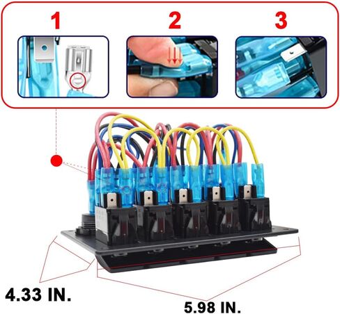 مقاوم للماء الأحمر قارب الروك لوحة التبديل 3.1A فولت المزدوج USB مقبس LED ضوء الفولتميتر ولاعة السجائر المقبس 5 بانج الروك لوحة التبديل لسيارة RV SUV قارب in Kuwait