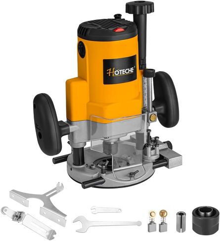 Hoteche 2-in-1 Wood Router& Rotary Tool 7.1-Amp Variable Speed Wood Trimmer with 1/4" and 6mm Collets in Kuwait