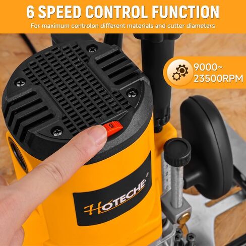 Hoteche 2-in-1 Wood Router& Rotary Tool 7.1-Amp Variable Speed Wood Trimmer with 1/4" and 6mm Collets in Kuwait