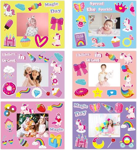 chiazllta 30 Packs Summer Unicorn Picture Frame Craft Kits for Girls Magic Unicorn DIY Craft Art Party Favor Home Classroom Game Activities in Saudi Arabia
