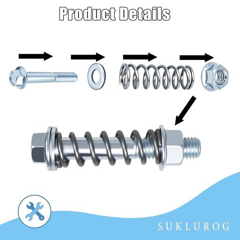 (2 قطعة) مسامير مشعب عادم السيارة M10x1.5 مم، ومسامير شفة العادم، ومجموعة مسامير وصواميل العادم مع نوابض لجاسكي العادم، ومسامير شفة العادم، وإكسسوارات السيارات المتوافقة مع معظم السيارات in Kuwait