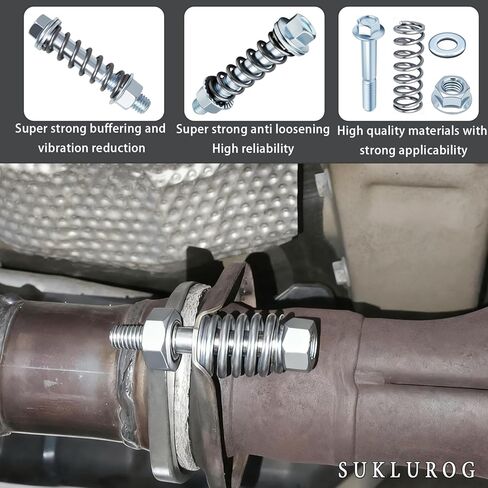(2 قطعة) مسامير مشعب عادم السيارة M10x1.5 مم، ومسامير شفة العادم، ومجموعة مسامير وصواميل العادم مع نوابض لجاسكي العادم، ومسامير شفة العادم، وإكسسوارات السيارات المتوافقة مع معظم السيارات in Kuwait