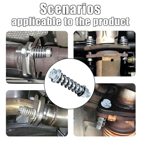 (2 قطعة) مسامير مشعب عادم السيارة M10x1.5 مم، ومسامير شفة العادم، ومجموعة مسامير وصواميل العادم مع نوابض لجاسكي العادم، ومسامير شفة العادم، وإكسسوارات السيارات المتوافقة مع معظم السيارات in Kuwait