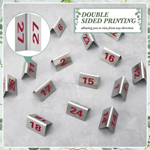 50 Pcs Stainless Steel Table Numbers Tent Style 1-50 Restaurants Table Number Card Tent Cards for Cafes Bars Party Banquets Food Service Wedding Evidence Markers Supplies, 2 x 1.6 Inches in Saudi Arabia