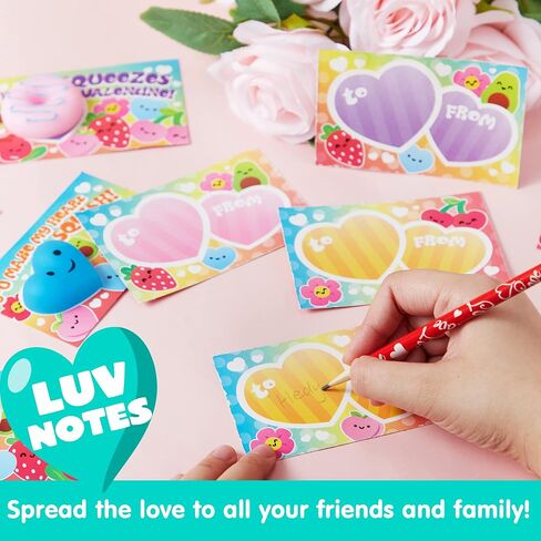 JOYIN 28 حزمة من بطاقات هدايا عيد الحب مع Mochis، ألعاب موتشي الإسفنجية المتوهجة في الظلام، ألعاب تململ لتخفيف التوتر للأطفال في تبادل الفصول الدراسية في عيد الحب، هدايا الحفلات، جوائز المدرسة in Saudi Arabia