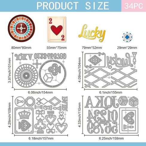 GLOBLELAND Poker Chess and Dice Metal Cutting Dies Die Cuts for DIY Scrapbooking Easter Birthday Wedding Cards Making Album Envelope Decoration,Matte Platinum in Saudi Arabia