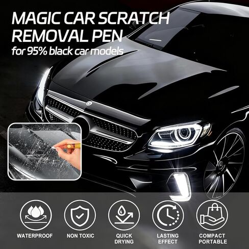 All Cars Magic Pen, Magic Car Scratch Removal Pen, Quick Car Scratch Remover for All Black Cars Paint Scratches, Weather-Resistant & Long-Lasting Touch Up Paint Pen for A Seamless Black Car Finish, 2PCS in Kuwait