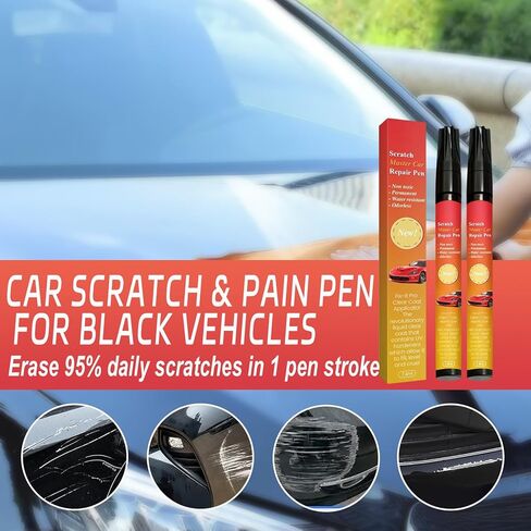 All Cars Magic Pen, Magic Car Scratch Removal Pen, Quick Car Scratch Remover for All Black Cars Paint Scratches, Weather-Resistant & Long-Lasting Touch Up Paint Pen for A Seamless Black Car Finish, 2PCS in Kuwait
