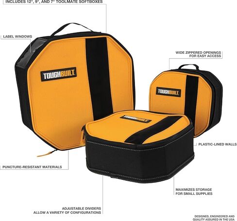 ToughBuilt – 3-Piece Toolmate Soft Boxes, Compact Modular Tool Pouches with Reinforced 1680D Fabric, Zippered Storage & Carry Handles, Stackable Soft Boxes for Tools, Parts & Accessories (TB-192-C) in Saudi Arabia