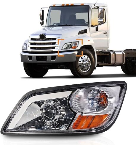 Headlight Assembly fit for 2011+ Hino 238 258 268 338 Truck Left Driver Side with Silver Painted Headlamp (LED Lens) in Saudi Arabia