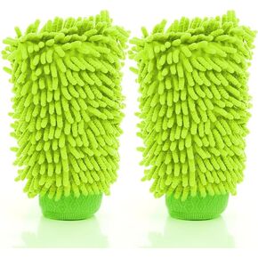 2-Pack Green Scratch-Free Microfiber Wash Mitt, Chenille Material, 6"x9", Ultra-Soft Design for Effective Cleaning in Kuwait