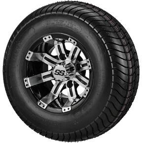 RM Cart 10" Casino Gun Metal Grey/مصنوع على إطار 205/65-10 LSI Elite 6 طبقات (مجموعة من 4) | مجموعة إطارات وعجلات عربة الجولف مع صواميل العروة القياسية in Kuwait
