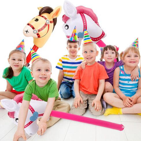 8 Pieces 40 Inch Inflatable Stick Horse Inflatable Cowboy Cowgirl Horse head Stick Pony Stick Balloon for Christmas Birthday Theme Parties Home Decoration in Saudi Arabia