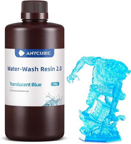 ANYCUBIC Upgraded Water Washable 3D Printer Resin, 405nm High Precision 3D Resin, Low Shrinkage Photopolymer Resin for 4K/8K/12K Capable LCD DLP Resin 3D Printer Printing (Grey, 1000g) in Kuwait