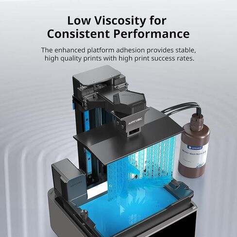 ANYCUBIC Upgraded Water Washable 3D Printer Resin, 405nm High Precision 3D Resin, Low Shrinkage Photopolymer Resin for 4K/8K/12K Capable LCD DLP Resin 3D Printer Printing (Grey, 1000g) in Kuwait