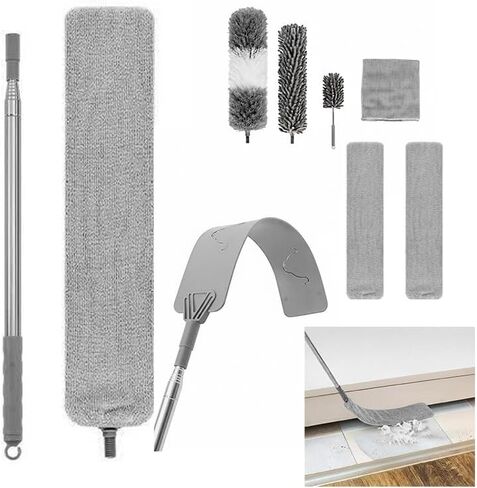 Retractable Gap Cleaner, Extendable Duster with Long Pole & 5 Tools for Hard-to-Reach Areas Under Furniture & Appliances, Under Couch, Bed, Tight Spaces, Crevices, Washable Microfiber, Extension Pole in Saudi Arabia
