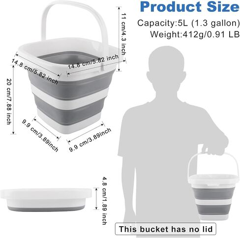 Car Wash Bucket 5L, Collapsible Bucket for Cleaning Supplies, Folding Mop Buckets Water Storage Containers for Camping Gardening Finishing Beach Outdoor RV Sink Wash Basin Ice Tub Swamp Emergency Prep in Saudi Arabia
