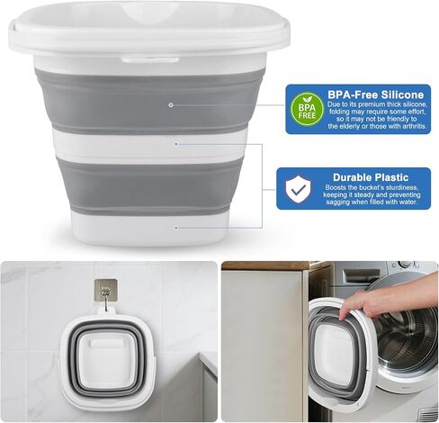 Car Wash Bucket 5L, Collapsible Bucket for Cleaning Supplies, Folding Mop Buckets Water Storage Containers for Camping Gardening Finishing Beach Outdoor RV Sink Wash Basin Ice Tub Swamp Emergency Prep in Saudi Arabia