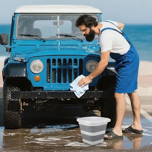 Car Wash Bucket 5L, Collapsible Bucket for Cleaning Supplies, Folding Mop Buckets Water Storage Containers for Camping Gardening Finishing Beach Outdoor RV Sink Wash Basin Ice Tub Swamp Emergency Prep in Saudi Arabia
