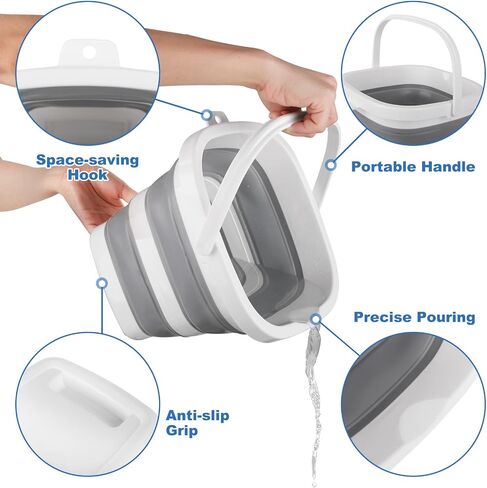 Car Wash Bucket 5L, Collapsible Bucket for Cleaning Supplies, Folding Mop Buckets Water Storage Containers for Camping Gardening Finishing Beach Outdoor RV Sink Wash Basin Ice Tub Swamp Emergency Prep in Saudi Arabia